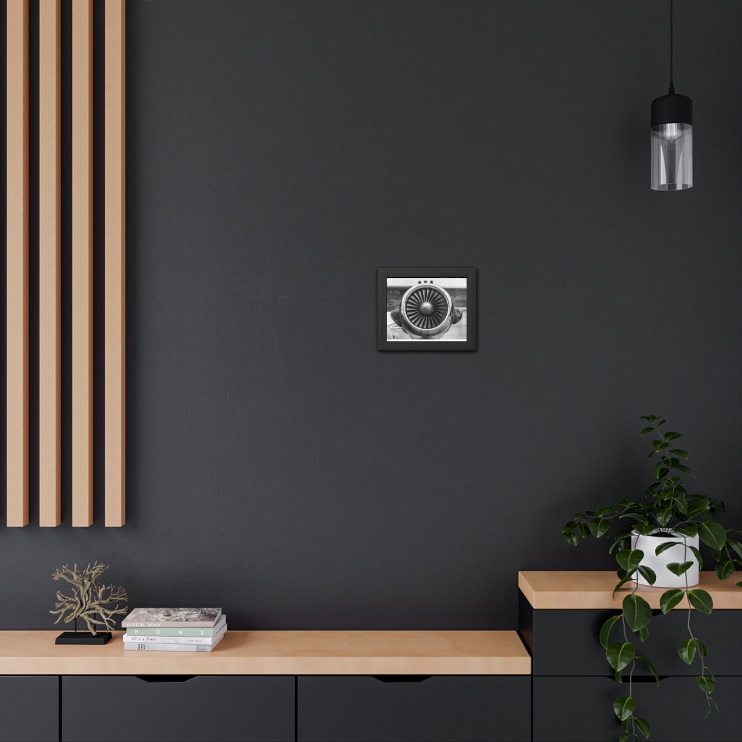 Framed Aircraft Engine Vintage Poster