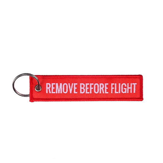 Remove Before Flight Red Keychain